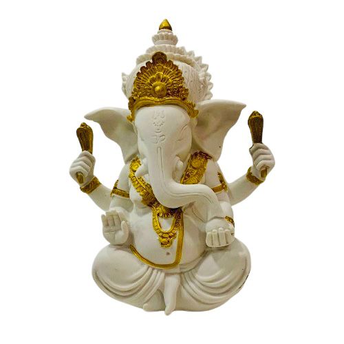 FIGURA GANESH BLANCO CON CORONA DORADA – 15 CMS / M: $7.900 - D: $9.900