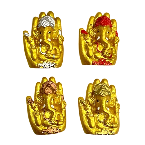 GANESH SENTADO EN UNA MANO DORADA / M: $2.900c/u - D: $3.900c/u (OFERTA 4 x $9.900)