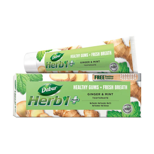 PASTA DENTAL JENGIBRE Y MENTA + CEPILLO DE DIENTES / M: $4.900 - D: $6.900
