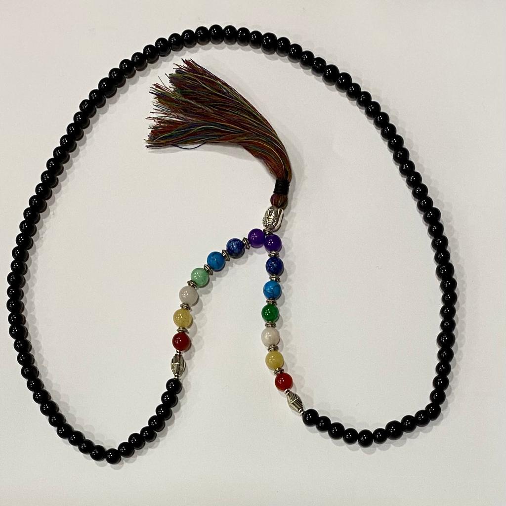 JAPA MALA NEPAL - SEMILLAS NEGRAS 7 CHAKRAS / M: $7.900 - D: $9.900